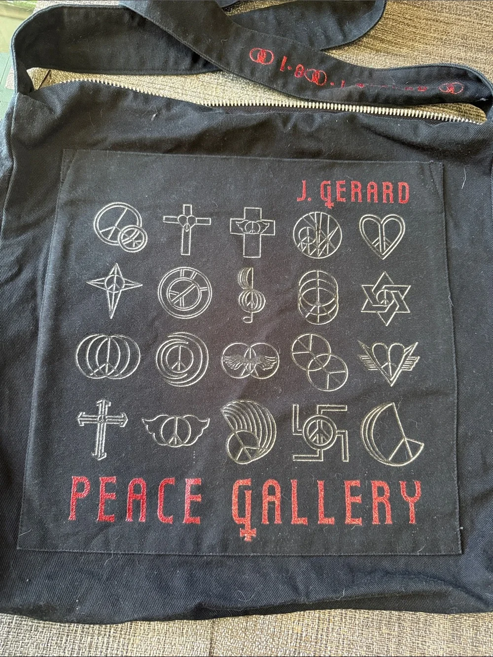 Gallery Canvas Messenger Bag in Black with Red Accents